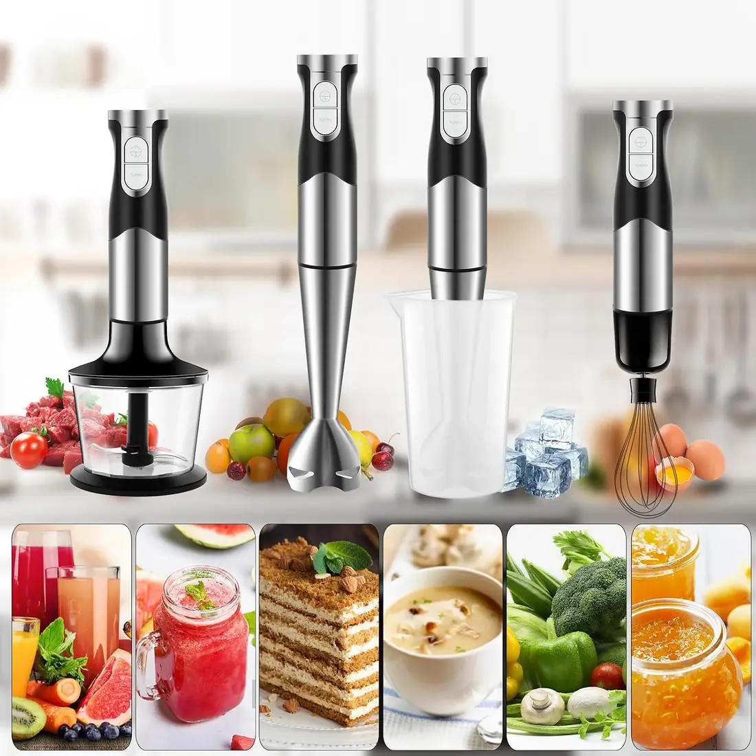 NWOUIIAY Batidora de Mano 1200W Multifunción 6 en 1 foto 5