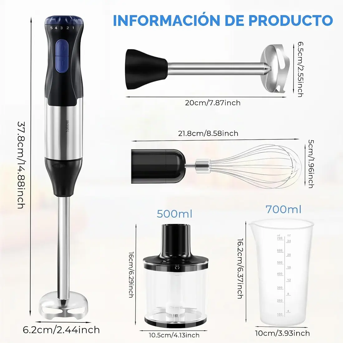 Focenat Batidora de Mano 1000W Multifunción 4 en 1 foto 6