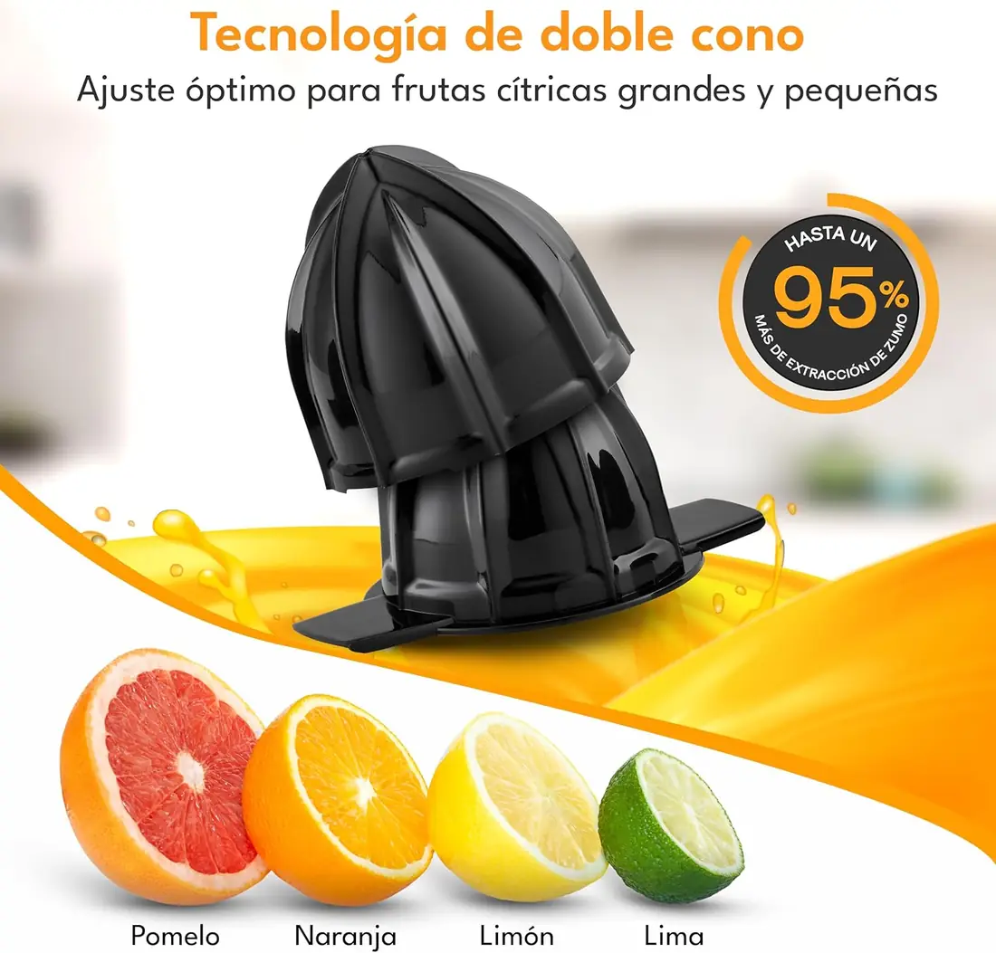 LEBENLANG Exprimidor Eléctrico 700ml Doble Cono foto 3